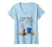 Mujer Abyssinian Cat I'm Only Talking To My Cat Today Cats Lovers Camiseta Cuello V