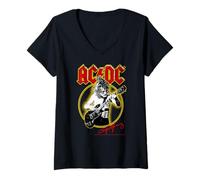 Mujer AC DC Classic Rock Logo Guitarra Eléctrica Solo Energy Camiseta Cuello V