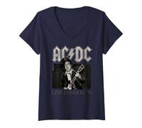 Mujer AC/DC Live London 78 Classic Rock Tour Concierto Vintage Camiseta Cuello V