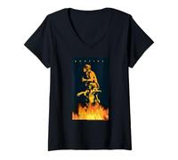 Mujer AC/DC Music Band Bonfire Póster gráfico Arte Camiseta Cuello V