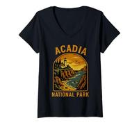 Mujer Acadia National Park Maine EST 1916 Senderismo Hombres Mujeres Niños Camiseta Cuello V