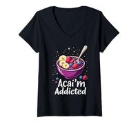Mujer Açaí Bowl Lover Superfood Fan Alimentación saludable Equipo de bienestar Camiseta Cuello V