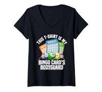 Mujer Accesorios Divertidos de Bingo para Hombres y Mujeres Camiseta Cuello V