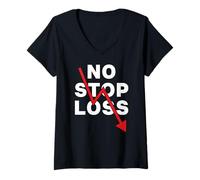 Mujer Accidente del Mercado de valores No Stop Loss Trading Bajista Daytrading Camiseta Cuello V
