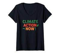 Mujer Acción Climática Ahora Camiseta Cuello V