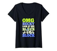 Mujer Acción de bloque de voleibol con OMG Becky Funny Player Diciendo Camiseta Cuello V
