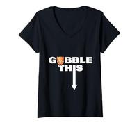 Mujer Acción de Gracias Gobble Este Divertido Pavo Adulto Humor Papá Camiseta Cuello V