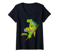 Mujer Acción Donatello de Las Tortugas Ninja Mutantes Adolescentes Camiseta Cuello V