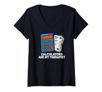 Mujer Accountant Bookkeeper Calculators Are My Therapist Camiseta Cuello V