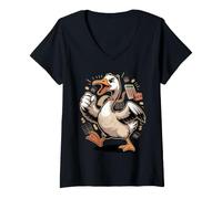Mujer Accountant Goose Honk if You Love Numbers CPA Camiseta Cuello V