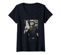 Mujer ACDC Angus Young Thunderstruck Guitarrista por Dick Barnatt Camiseta Cuello V