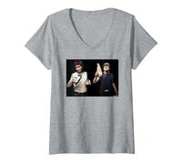Mujer ACDC Bon Scott & Angus Young Bebiendo por Dick Barnatt Camiseta Cuello V