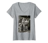 Mujer ACDC Live Bon Scott & Angus Young por Dick Barnatt Camiseta Cuello V