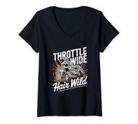 Mujer Acelerador de Pelo Ancho Wild ATV Quad Off Road Rider Camiseta Cuello V
