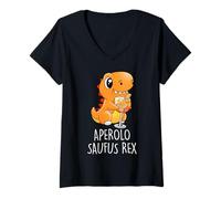 Mujer Acerolo Saufus Rex - Dinosaurio de Dinosaurio Tyranno Vino Frontal Camiseta Cuello V
