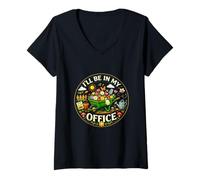 Mujer Acogedor Cálido Estaré En Mi Oficina Jardinero Vida Libertad Camiseta Cuello V