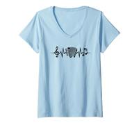 Mujer Acordeonista Latido del Corazón Músico Acordeón Camiseta Cuello V
