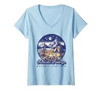 Mujer Acoustic Feelings Summer Camping Vacation Folk Music Camiseta Cuello V