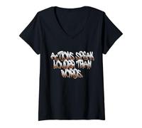 Mujer Actions Speak Louder - Motivational Graffiti Art Camiseta Cuello V