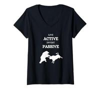 Mujer Active Pasive Bull vs Bear Stock Exchange Stock Market ETF Camiseta Cuello V