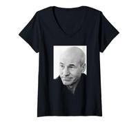 Mujer Actor de Star Trek Capitán Jean Luc Picard Patrick Stewart 1988 Camiseta Cuello V