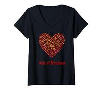Mujer Actos de bondad 2024 Diseño artístico de puntos de corazón Camiseta Cuello V