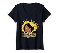Mujer Actúa como una Dama Piensa como un Jefe Reina Negra melanina Sista Camiseta Cuello V