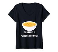 Mujer Actualmente Alimentado por Soup Funny Cozy Comfort Food Design Camiseta Cuello V