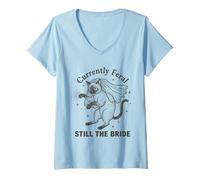 Mujer Actualmente Feral Still The Bride Bachelorette Cat Camiseta Cuello V