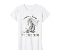 Mujer Actualmente Feral Still The Bride Funny Cat Wedding Camiseta
