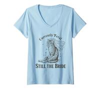 Mujer Actualmente Feral Still The Bride Funny Cat Wedding Camiseta Cuello V