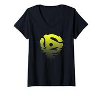 Mujer Adaptador de vinilo de 45 RPM Sunset Ripple Fade Camiseta Cuello V