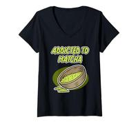 Mujer Addicted to Matcha tee para Hombre y Mujer - Matcha Camiseta Cuello V