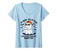 Mujer Adelante, Dile a mi mamá lo Que va a Hacer atormentarme Halloween Camiseta Cuello V