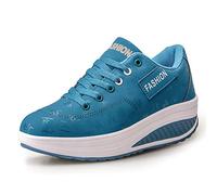 Mujer Adelgazar Zapatos Sneakers para Caminar Zapatillas Aptitud Cuña Plataforma Zapatos 35 EU,Azul