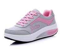 Mujer Adelgazar Zapatos Sneakers para Caminar Zapatillas Aptitud Cuña Plataforma Zapatos 35 EU,Gris B