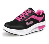 Mujer Adelgazar Zapatos Sneakers para Caminar Zapatillas Aptitud Cuña Plataforma Zapatos 35 EU,Negro B