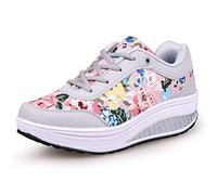 Mujer Adelgazar Zapatos Sneakers para Caminar Zapatillas Aptitud Cuña Plataforma Zapatos(36,5 Gris Rosa