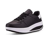Mujer Adelgazar Zapatos Sneakers para Caminar Zapatillas Aptitud Cuña Plataforma Zapatos 36 EU,Negro