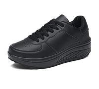 Mujer Adelgazar Zapatos Sneakers para Caminar Zapatillas Aptitud Cuña Plataforma Zapatos 40 EU,6 Negro Completo
