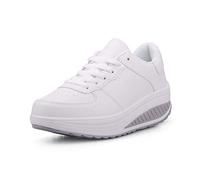 Mujer Adelgazar Zapatos Sneakers para Caminar Zapatillas Aptitud Cuña Plataforma Zapatos 42 EU,6 Blanco