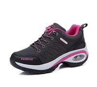 Mujer Adelgazar Zapatos Sneakers para Caminar Zapatillas Aptitud Cuña Plataforma Zapatos Gris,37 EU/Etiqueta 38