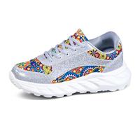 Mujer Adelgazar Zapatos Sneakers para Caminar Zapatillas Aptitud Cuña Plateadoforma Zapatos 40 EU,A Plateado