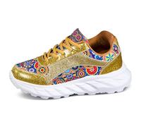 Mujer Adelgazar Zapatos Sneakers para Caminar Zapatillas Aptitud Cuña Plateadoforma Zapatos 42 EU,A Oro