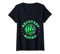 Mujer Adicción Recuperación Apoyo Escuadrón Adicción Conciencia de adicciones Camiseta Cuello V