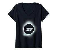 Mujer Adicto a la Totalidad Eclipse Solar Total Camiseta Cuello V