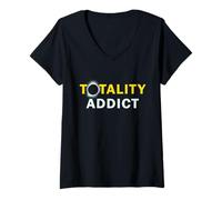 Mujer Adicto a la Totalidad Eclipse Solar Total Camiseta Cuello V