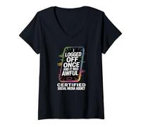 Mujer Adicto a Las Redes sociales se desconectó una Vez Que el teléfono Humor Meme Camiseta Cuello V