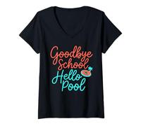 Mujer Adiós Escuela Hola Piscina | Summer Pool Day Camiseta Cuello V