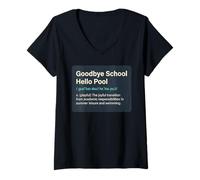 Mujer Adiós Escuela Hola Piscina | Summer Pool Day Camiseta Cuello V